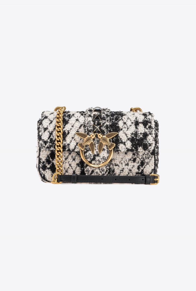 WHITE/BLACK-ANTIQUE GOLD Pinko Mini Love Bag One in snake jacquard | PMYER21466