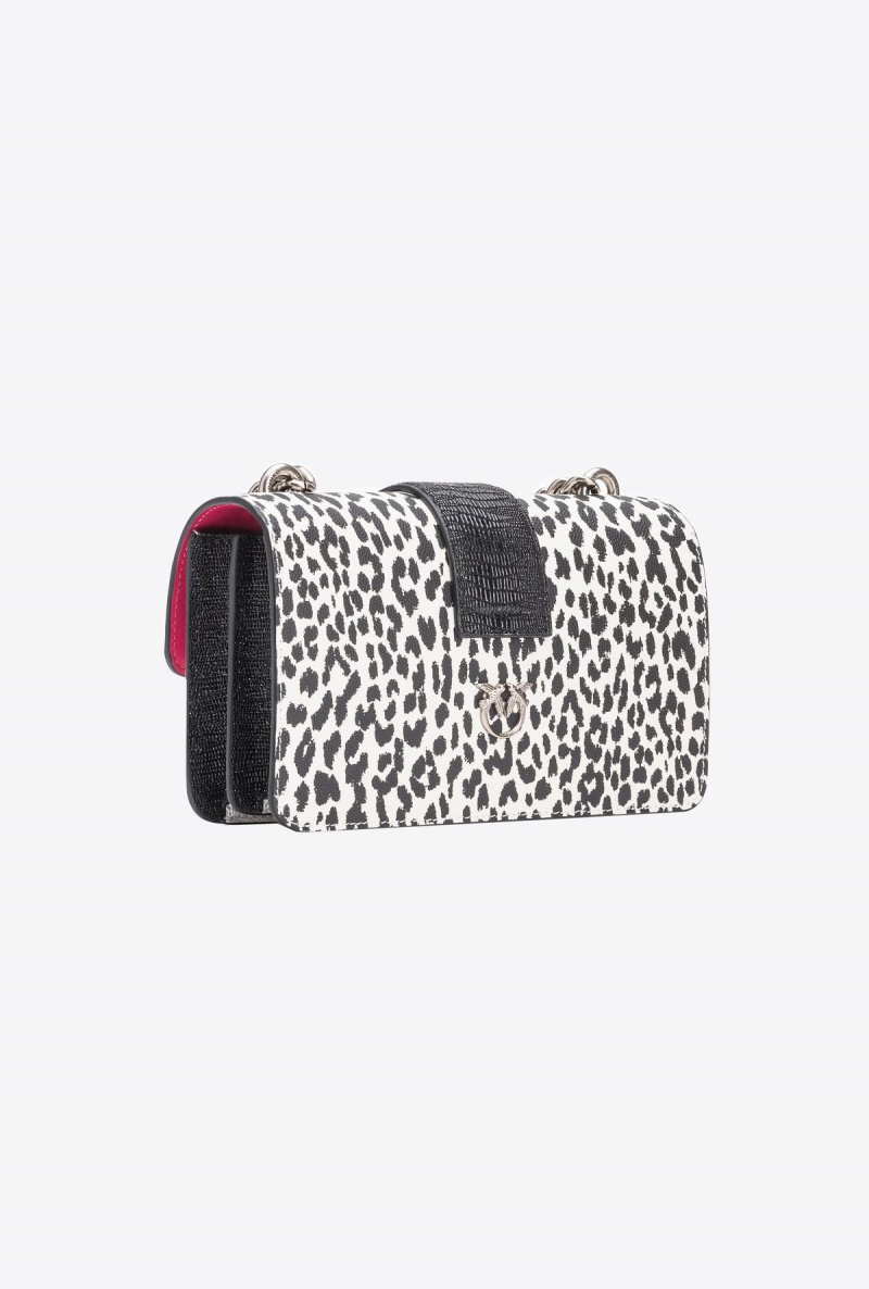 WHITE/BLACK-OLD SILVER Pinko Galleria caviar leather Mini Love Bag One | MYICD99934