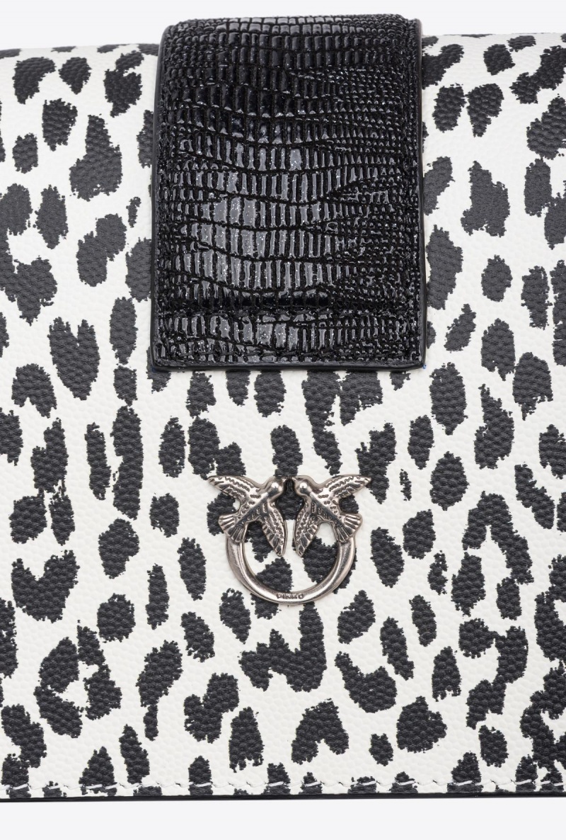 WHITE/BLACK-OLD SILVER Pinko Galleria caviar leather Mini Love Bag One | UMYND37076