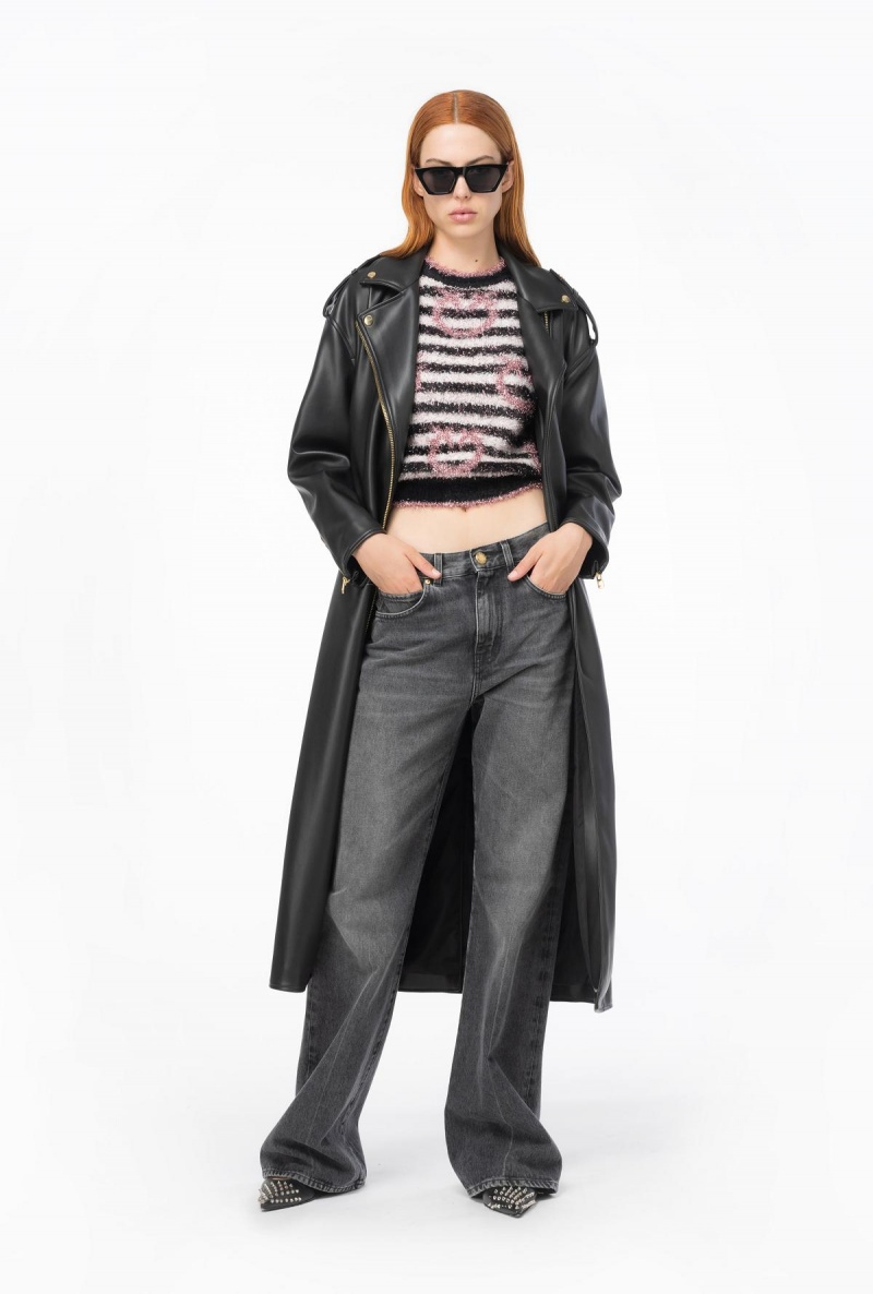 WHITE/BLACK/PINK Pinko Fringed lurex sweater | MYXMI52948