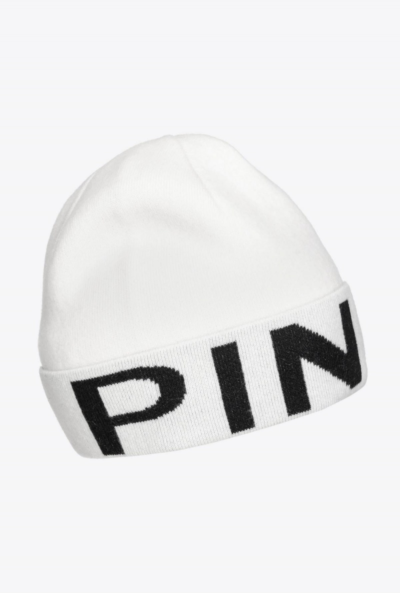 WHITE/BLACK Pinko Beanie with large logo | MYJBT53118