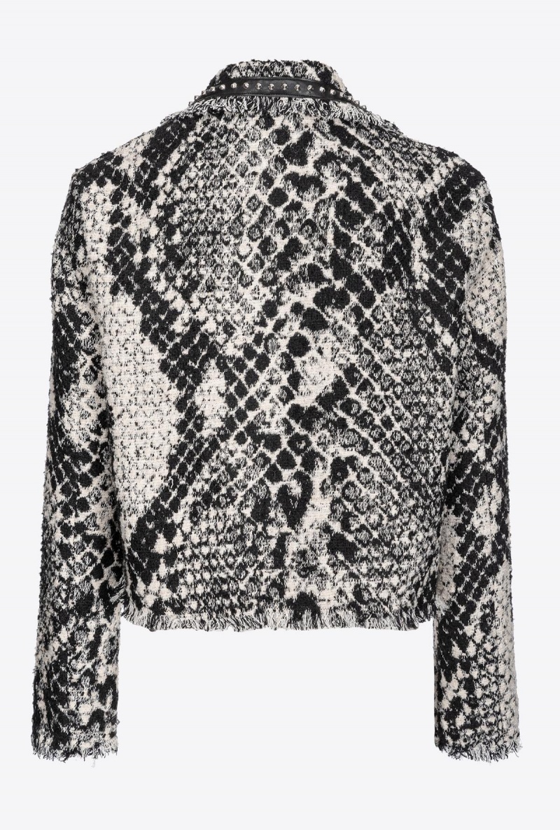 WHITE/BLACK Pinko Boxy jacquard jacket with snake motif | SMYVO88388