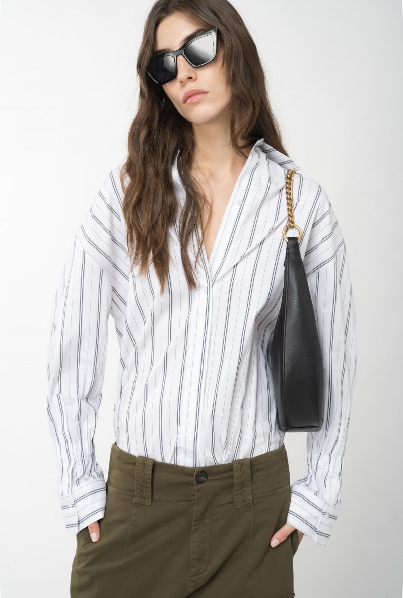 WHITE/BLACK Pinko Double-stripe shirt | SMYNY35551