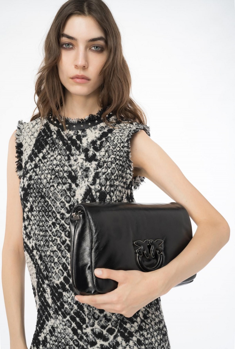 WHITE/BLACK Pinko Jacquard snake mini dress | XMYGW23014