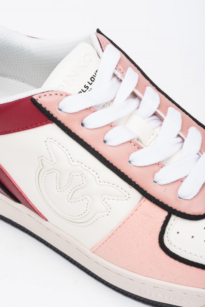 WHITE/PINK/RED Pinko Basketball Sneakers | LMYSX74339