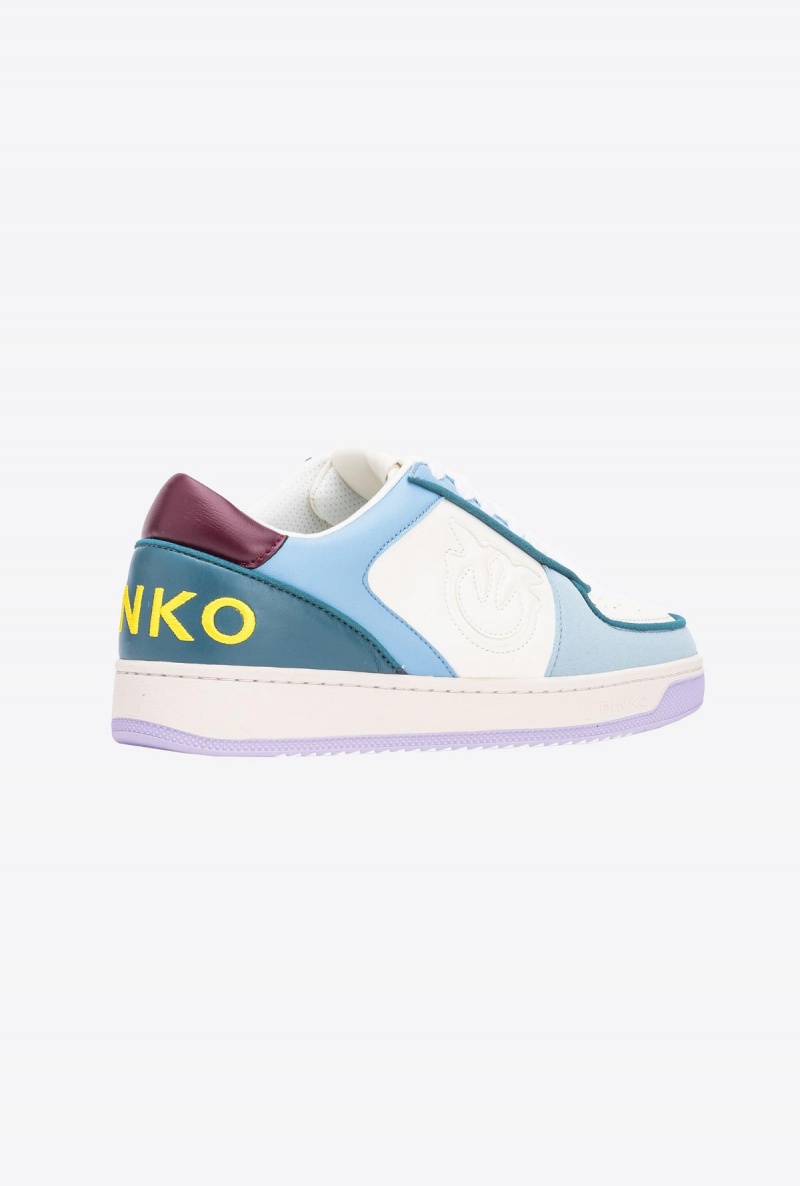 WHITE/SKY BLUE/GREEN Pinko Basketball Sneakers | MYJKU16048