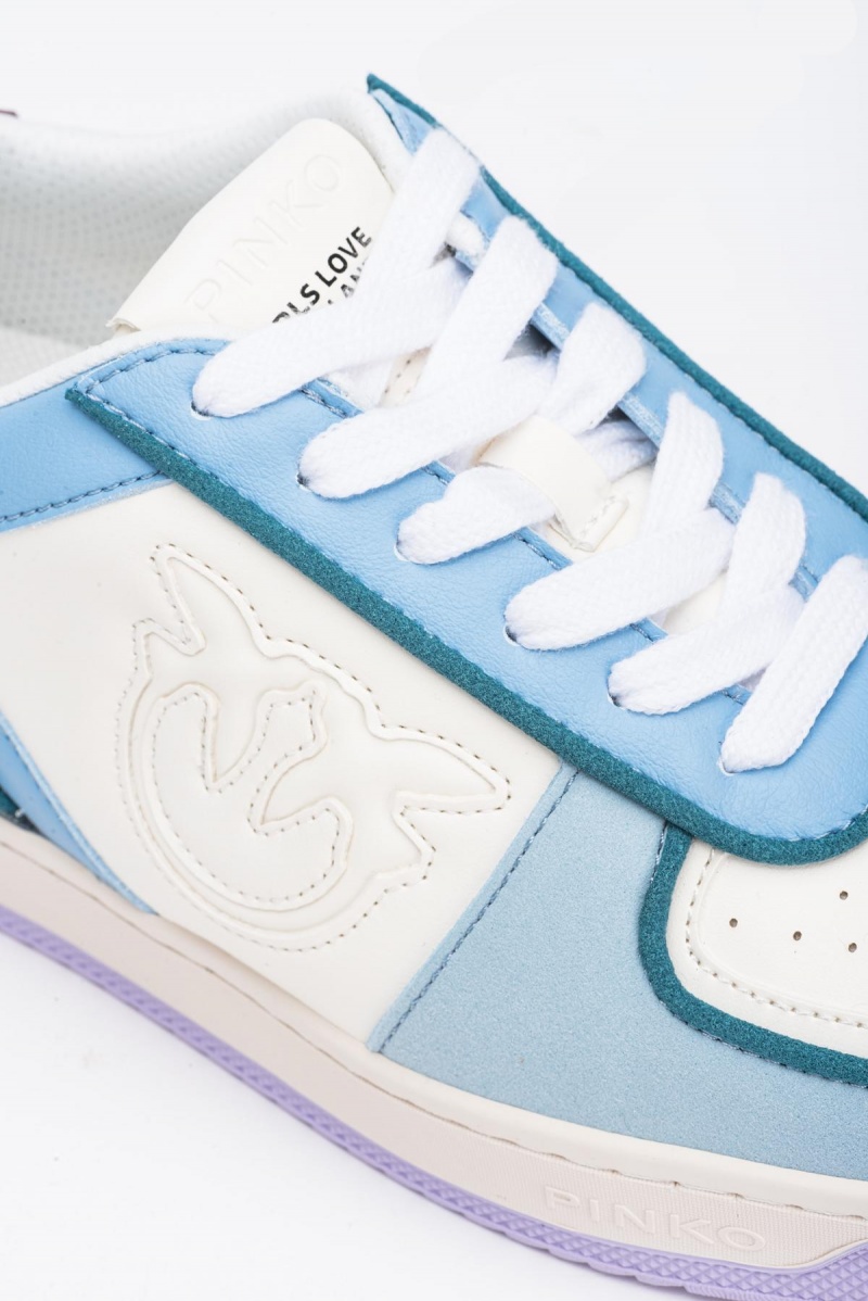 WHITE/SKY BLUE/GREEN Pinko Basketball Sneakers | MYJKU16048