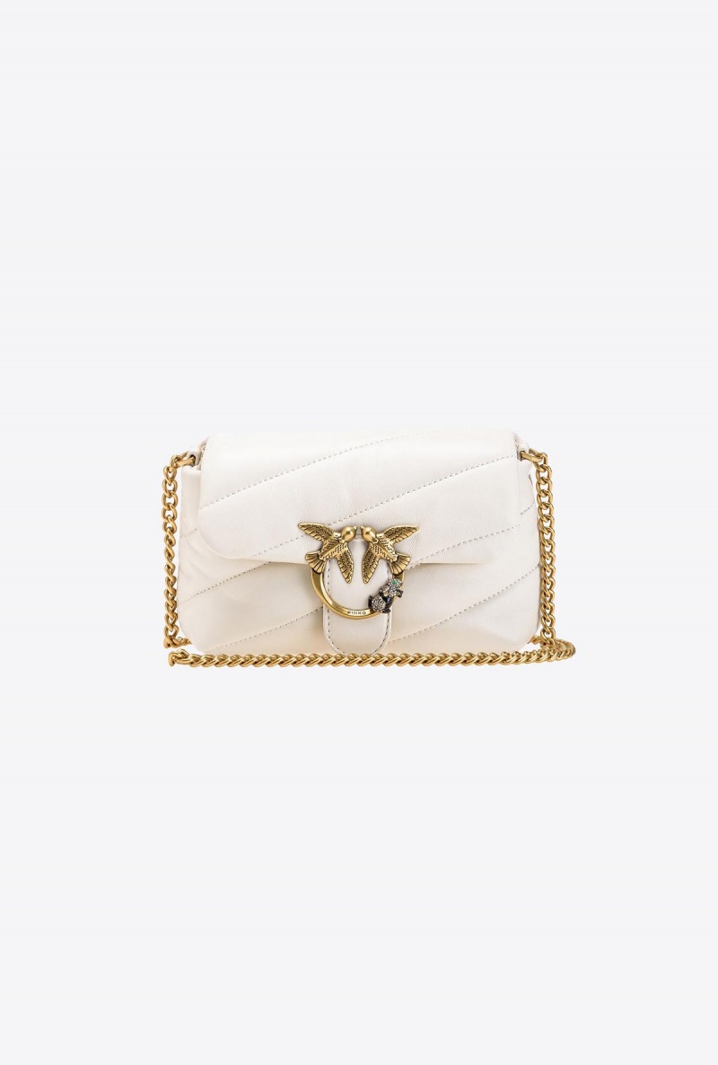 WHITE+WHITE-ANTIQUE GOLD Pinko Baby Love Bag Puff Jewel | AMYWC29807