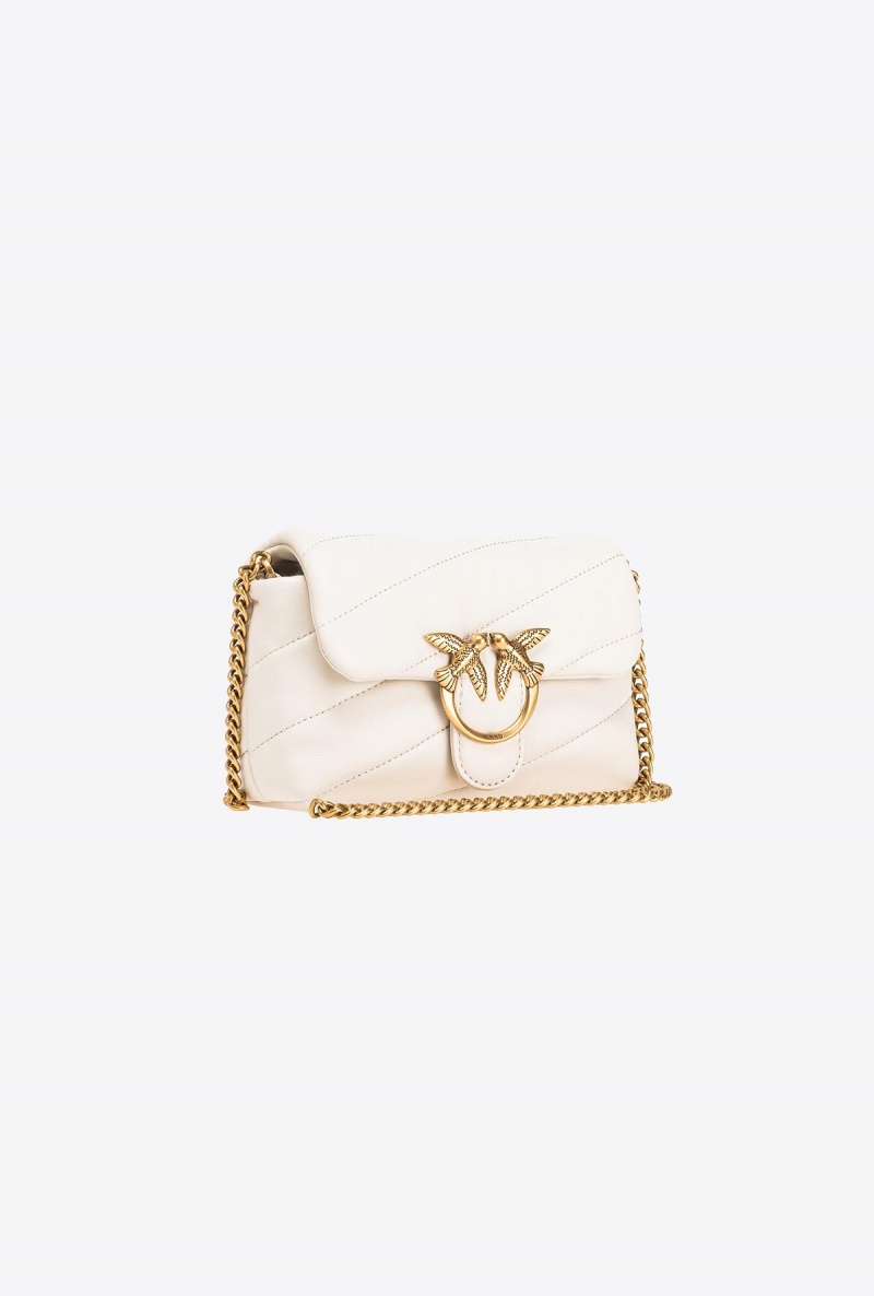 WHITE+WHITE-ANTIQUE GOLD Pinko Baby Love Bag Puff Maxi Quilt | MYICD47016