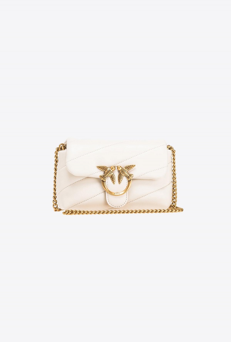 WHITE+WHITE-ANTIQUE GOLD Pinko Baby Love Bag Puff Maxi Quilt | MYICD47016