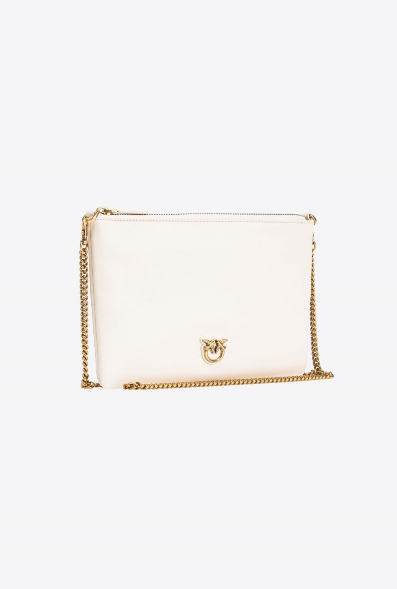 WHITE+WHITE-ANTIQUE GOLD Pinko Classic Flat Love Bag Simply | MYZDE33375