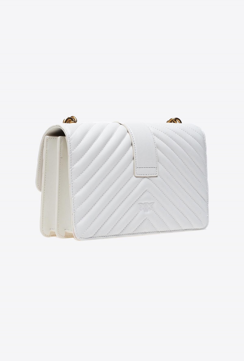 WHITE+WHITE-ANTIQUE GOLD Pinko Classic Love Bag One Chevron | PMYQX65247