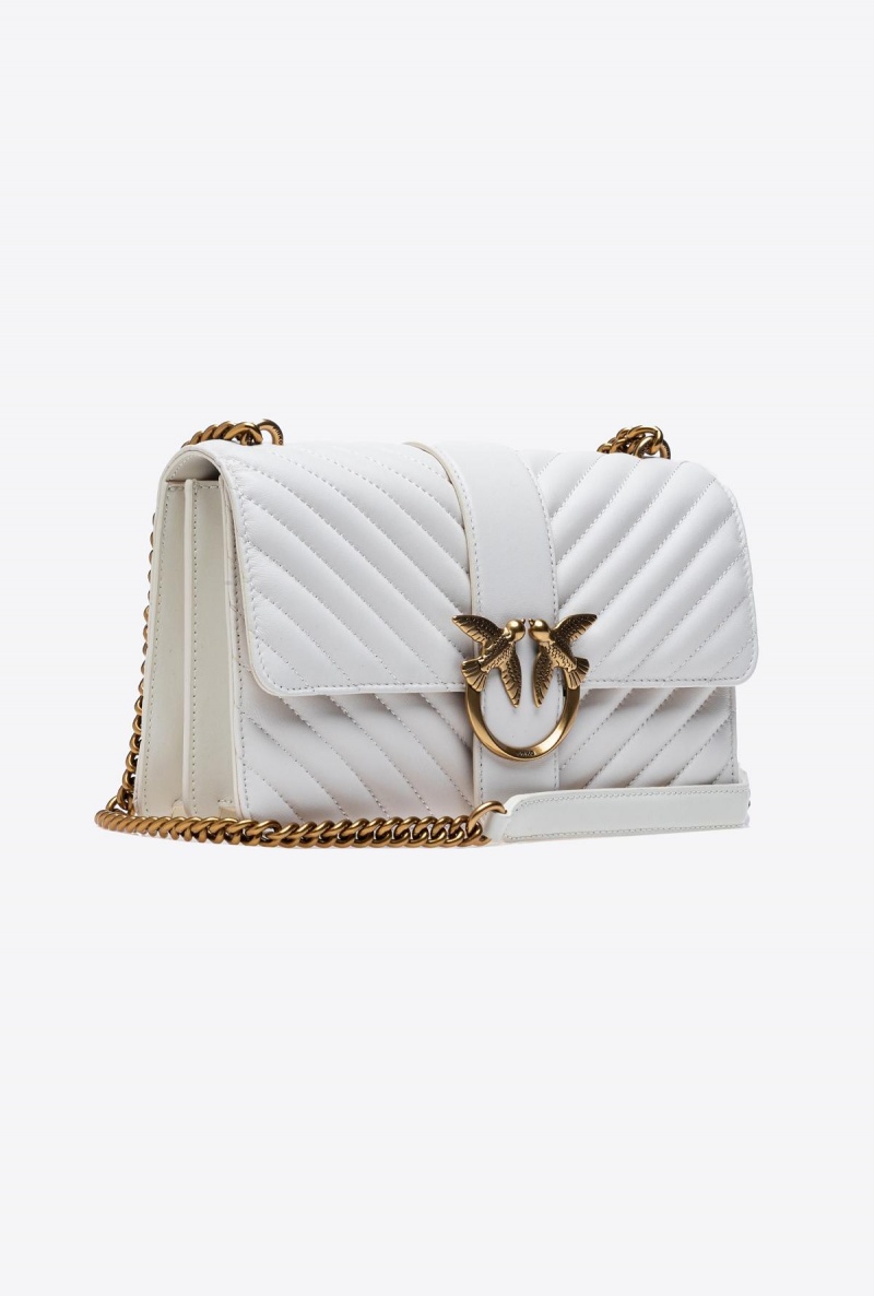 WHITE+WHITE-ANTIQUE GOLD Pinko Classic Love Bag One Chevron | PMYQX65247