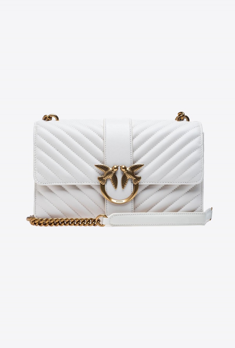 WHITE+WHITE-ANTIQUE GOLD Pinko Classic Love Bag One Chevron | PMYQX65247