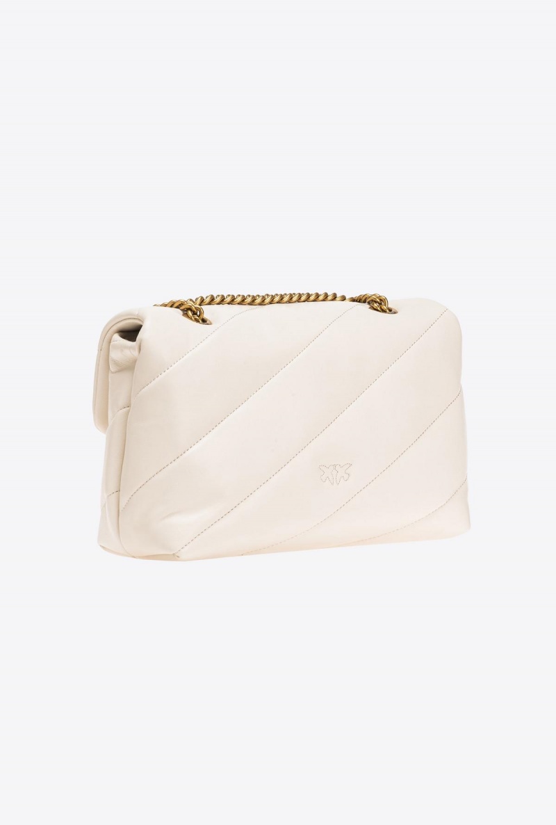 WHITE+WHITE-ANTIQUE GOLD Pinko Classic Love Bag Puff Maxi Quilt | MMYFT66338