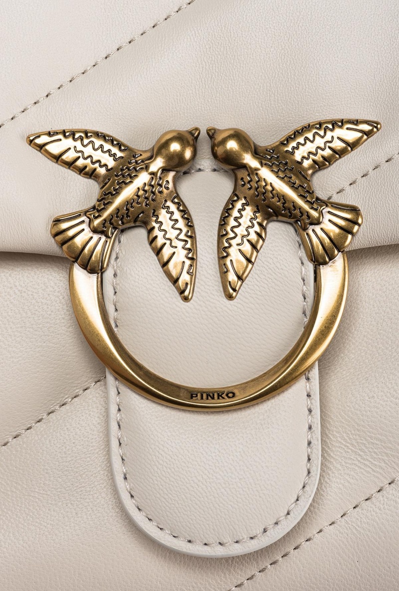 WHITE+WHITE-ANTIQUE GOLD Pinko Classic Love Bag Puff Maxi Quilt | MMYFT66338