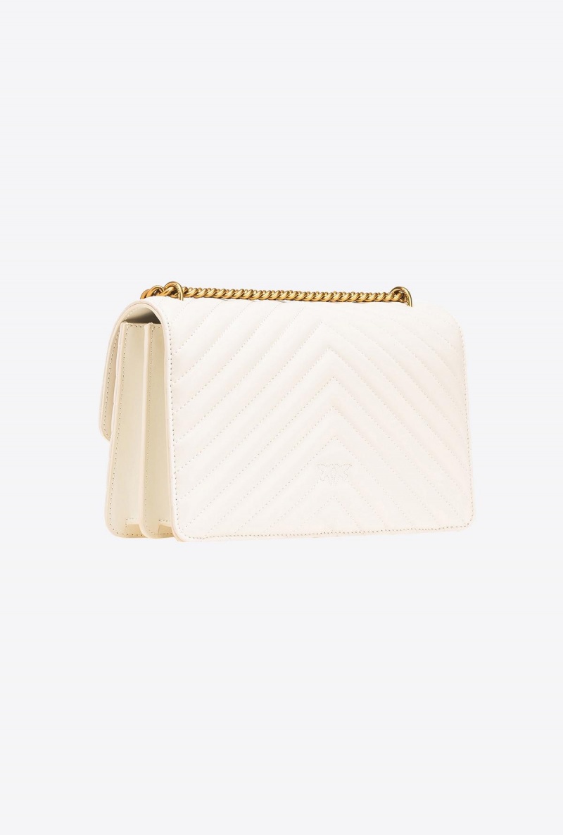 WHITE+WHITE-ANTIQUE GOLD Pinko Classic Love Bag One Chevron | MYJBT77164