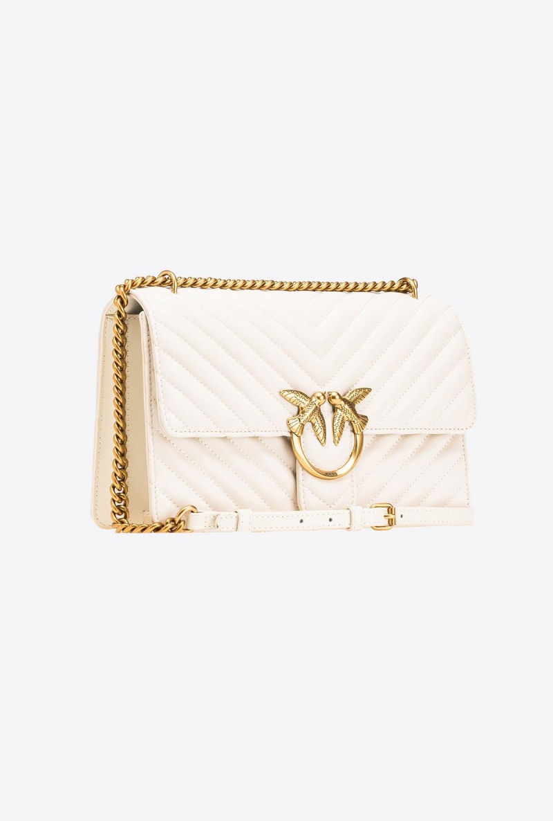 WHITE+WHITE-ANTIQUE GOLD Pinko Classic Love Bag One Chevron | MYJBT77164