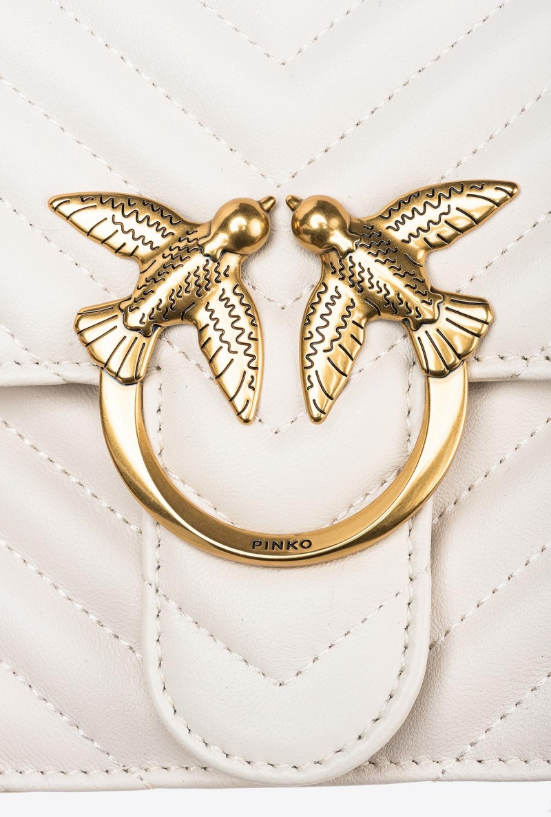 WHITE+WHITE-ANTIQUE GOLD Pinko Classic Love Bag One Chevron | MYJBT77164