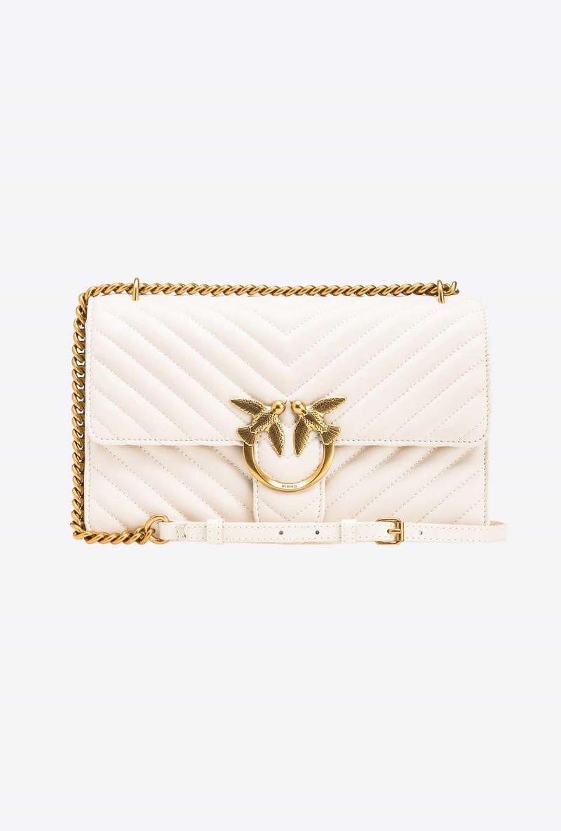 WHITE+WHITE-ANTIQUE GOLD Pinko Classic Love Bag One Chevron | MYJBT77164