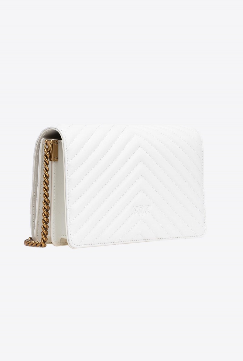 WHITE+WHITE-ANTIQUE GOLD Pinko Classic Love Bag Click Chevron | BMYSO78483