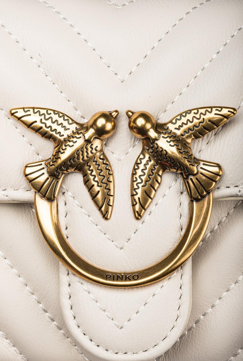WHITE+WHITE-ANTIQUE GOLD Pinko Love Bag One Wallet Chevron | MYDFL47899