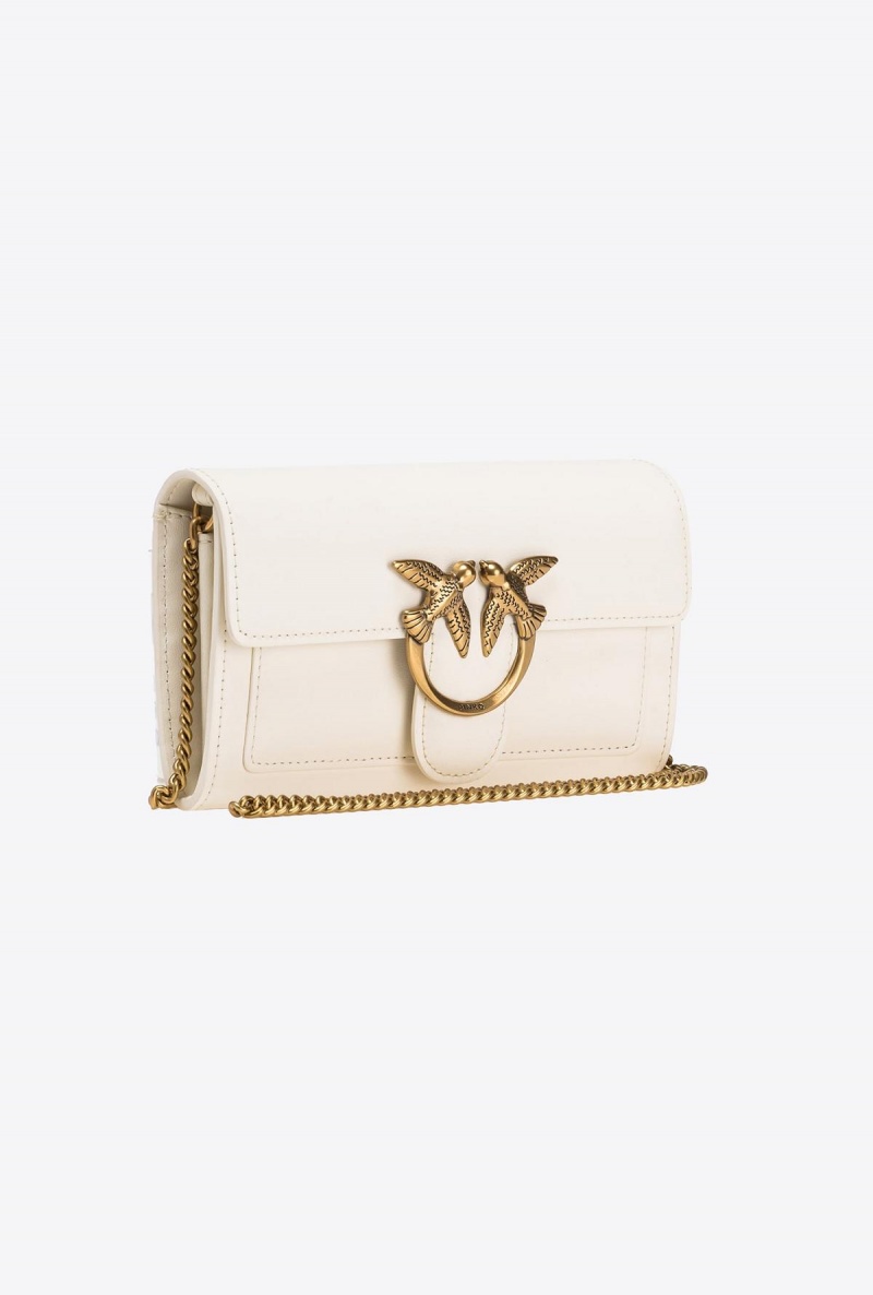 WHITE+WHITE-ANTIQUE GOLD Pinko Love Bag One Wallet Simply | MYCIF28904