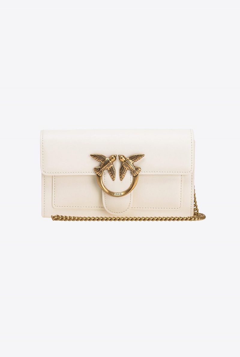 WHITE+WHITE-ANTIQUE GOLD Pinko Love Bag One Wallet Simply | MYCIF28904
