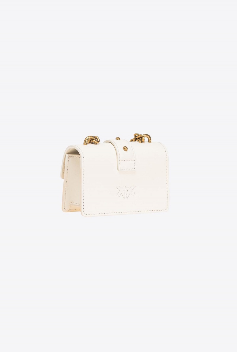 WHITE+WHITE-ANTIQUE GOLD Pinko Micro Love Bag One Simply | DMYVO97291
