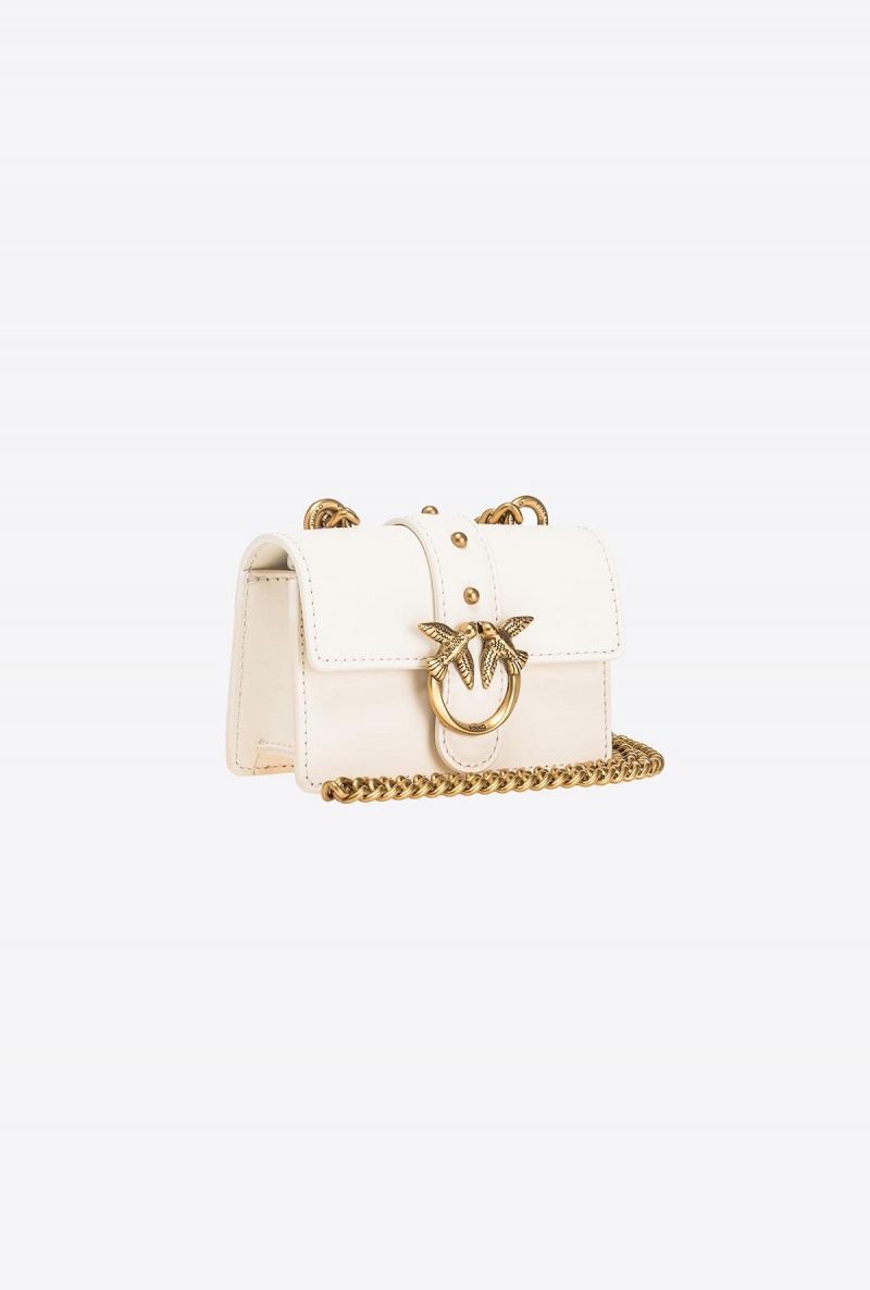 WHITE+WHITE-ANTIQUE GOLD Pinko Micro Love Bag One Simply | DMYVO97291