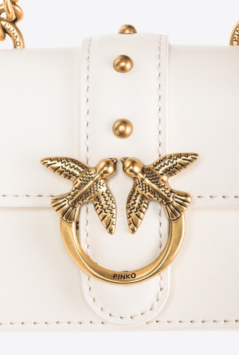 WHITE+WHITE-ANTIQUE GOLD Pinko Micro Love Bag One Simply | AMYDF44476