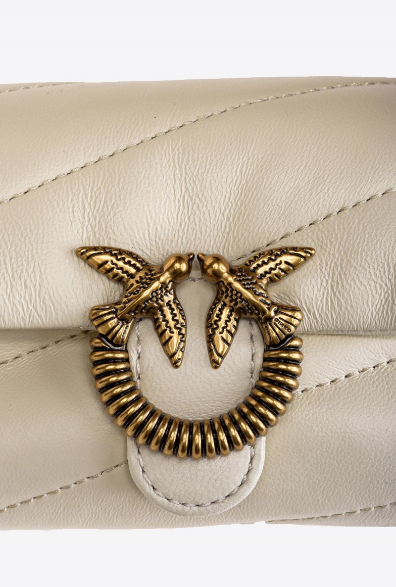 WHITE+WHITE-ANTIQUE GOLD Pinko Micro Love Bag Puff Maxi Quilt con twist buckle | UMYTG52707
