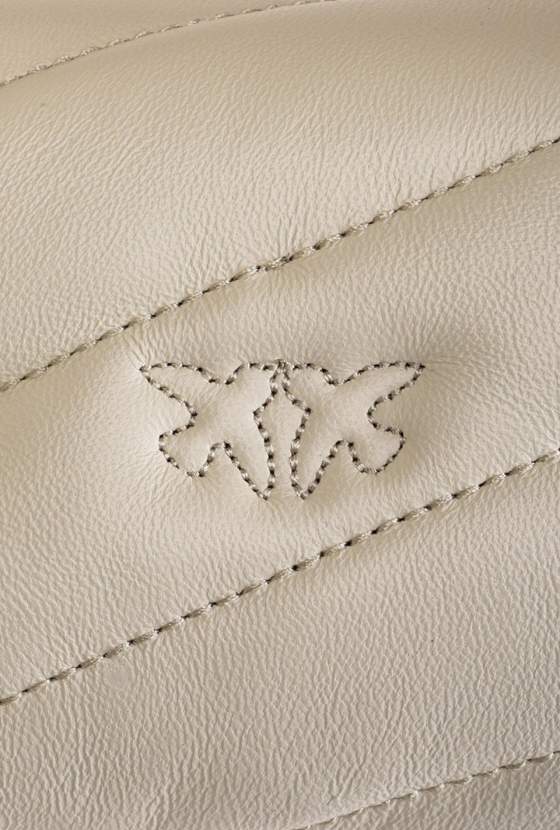 WHITE+WHITE-ANTIQUE GOLD Pinko Micro Love Bag Puff Maxi Quilt con twist buckle | UMYTG52707