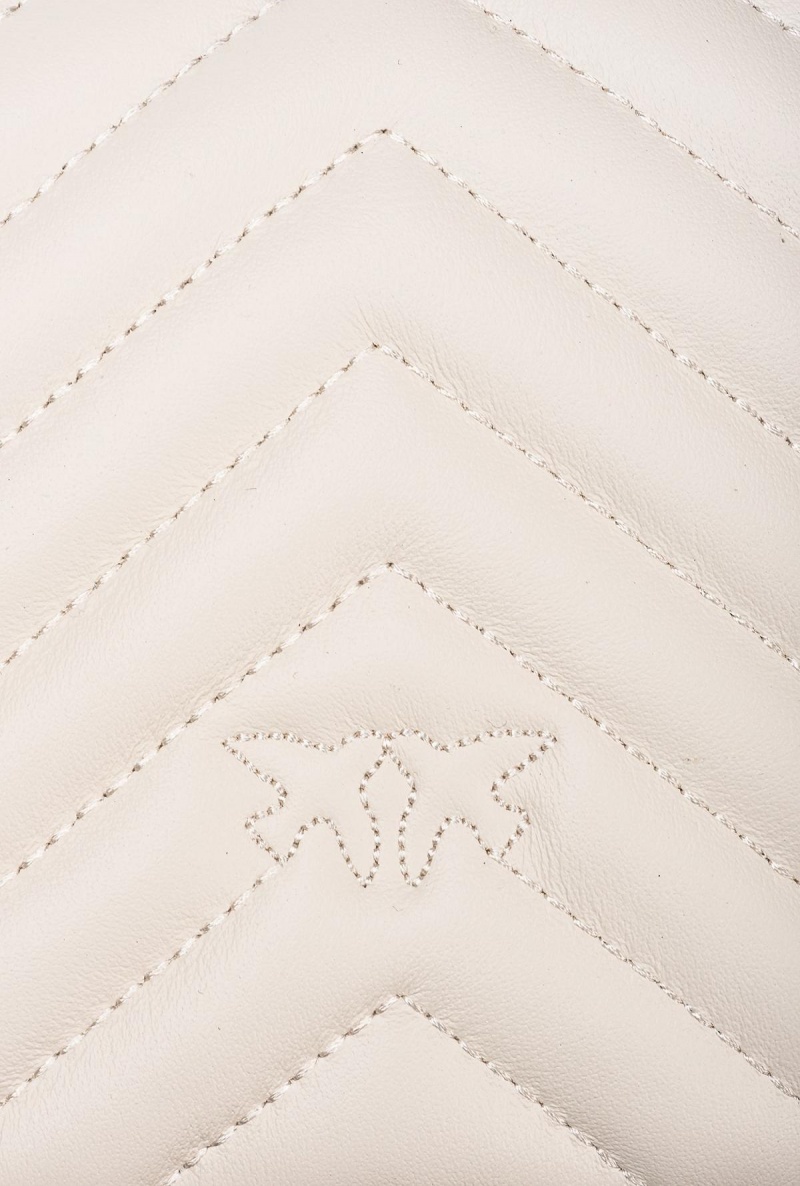 WHITE+WHITE-ANTIQUE GOLD Pinko Mini Love Bag Click Chevron | MYNEJ87885