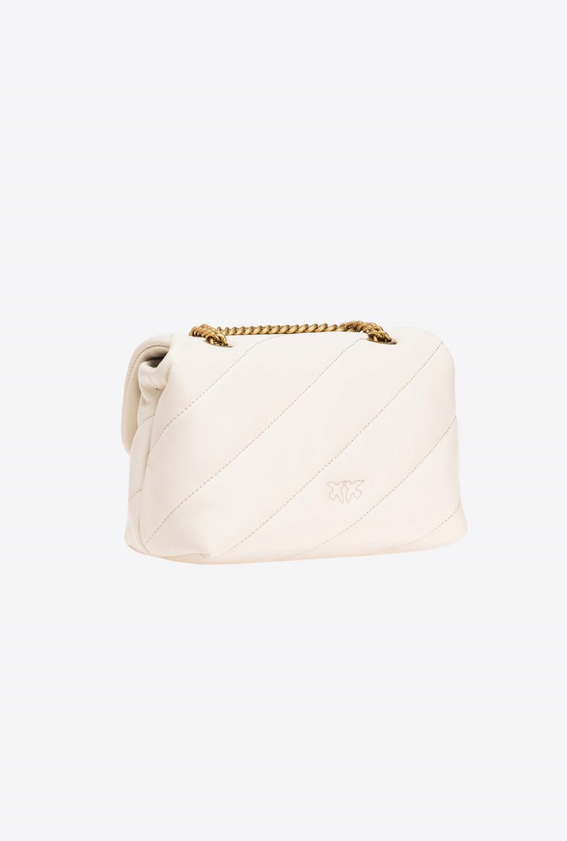 WHITE+WHITE-ANTIQUE GOLD Pinko Mini Love Bag Puff Maxi Quilt | SMYVO74265