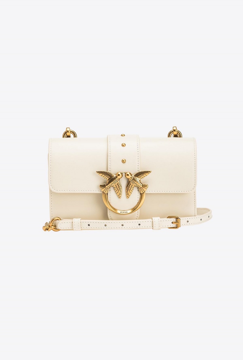 WHITE+WHITE-ANTIQUE GOLD Pinko Mini Love Bag One Simply | MYNEJ40074