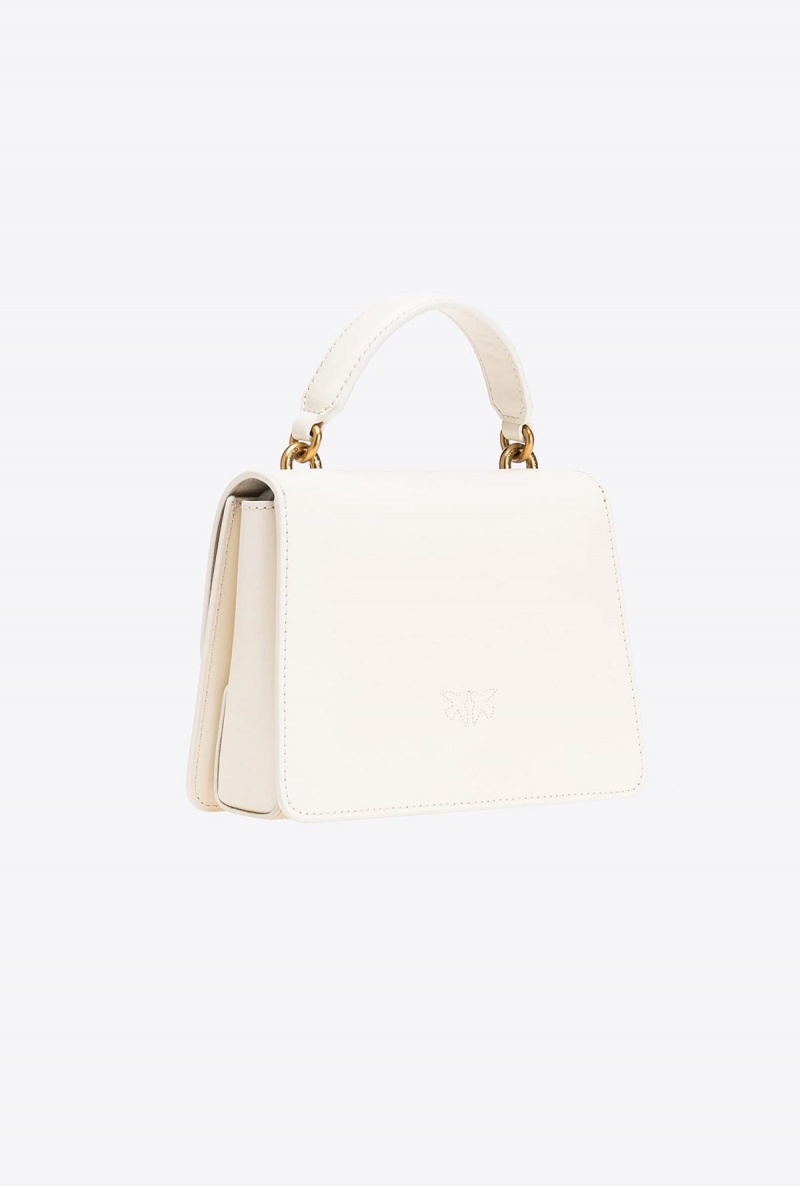 WHITE+WHITE-ANTIQUE GOLD Pinko Mini Love Bag One Top Handle Light Simply | MYQAV78894
