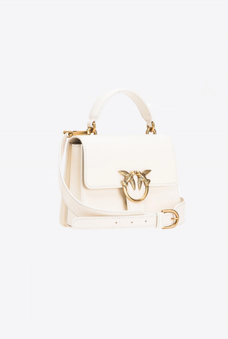 WHITE+WHITE-ANTIQUE GOLD Pinko Mini Love Bag One Top Handle Light Simply | MYQAV78894