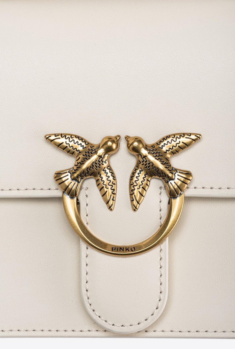 WHITE+WHITE-ANTIQUE GOLD Pinko Mini Love Bag One Top Handle Light Simply | MYQAV78894