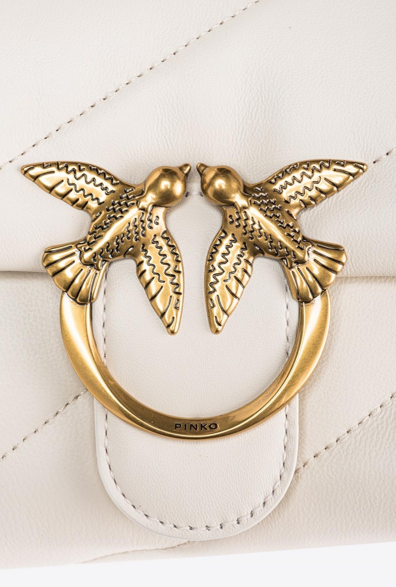 WHITE+WHITE-ANTIQUE GOLD Pinko Mini Love Bag Puff Maxi Quilt | MYCVG15421