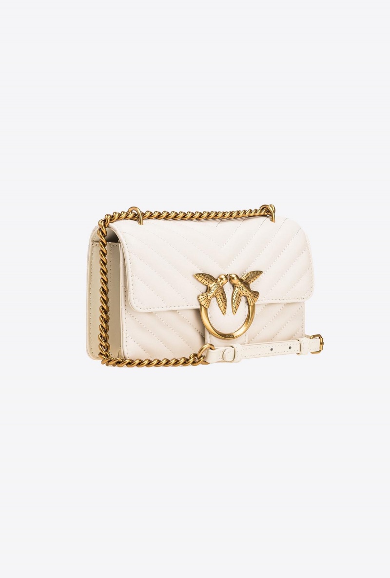 WHITE+WHITE-ANTIQUE GOLD Pinko Mini Love Bag One Simply | AMYWC14987