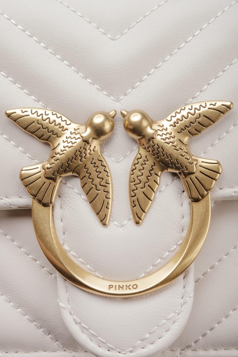WHITE+WHITE-ANTIQUE GOLD Pinko Mini Love Bag One Simply | AMYWC14987