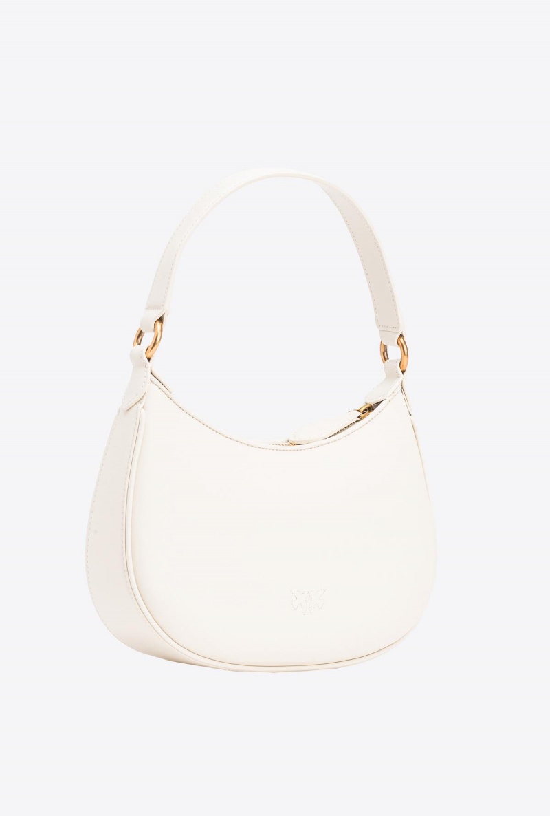 WHITE+WHITE-ANTIQUE GOLD Pinko Mini Love Bag Half Moon Simply | MYQAV81286