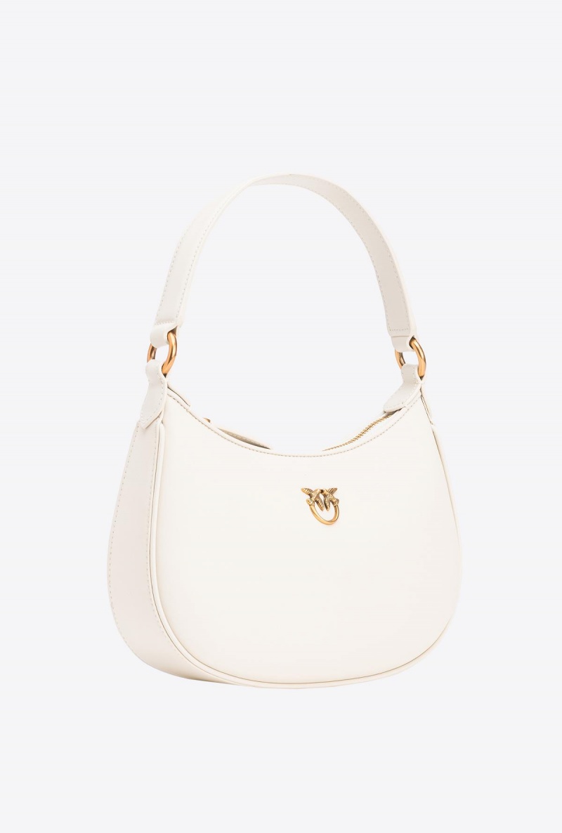 WHITE+WHITE-ANTIQUE GOLD Pinko Mini Love Bag Half Moon Simply | MYQAV81286