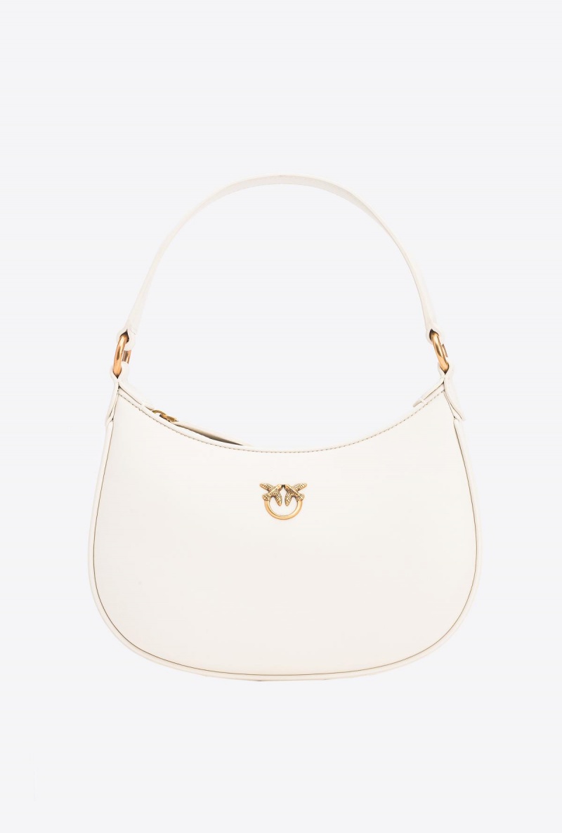 WHITE+WHITE-ANTIQUE GOLD Pinko Mini Love Bag Half Moon Simply | MYQAV81286