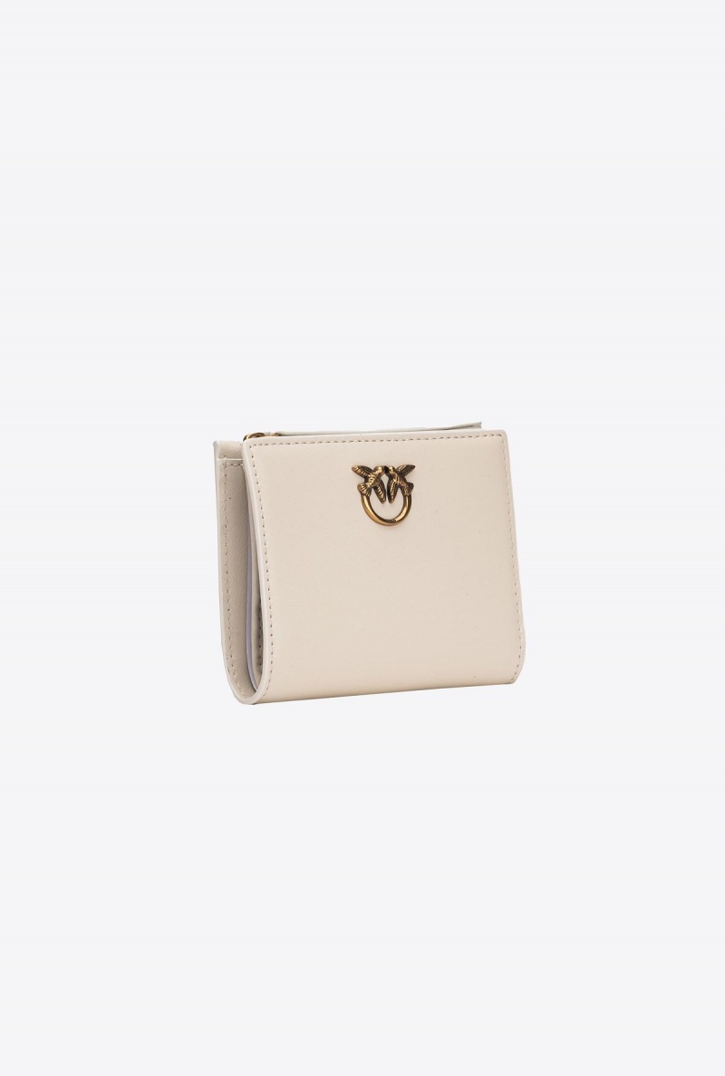 WHITE+WHITE-ANTIQUE GOLD Pinko Mini leather wallet | MYJKU14730