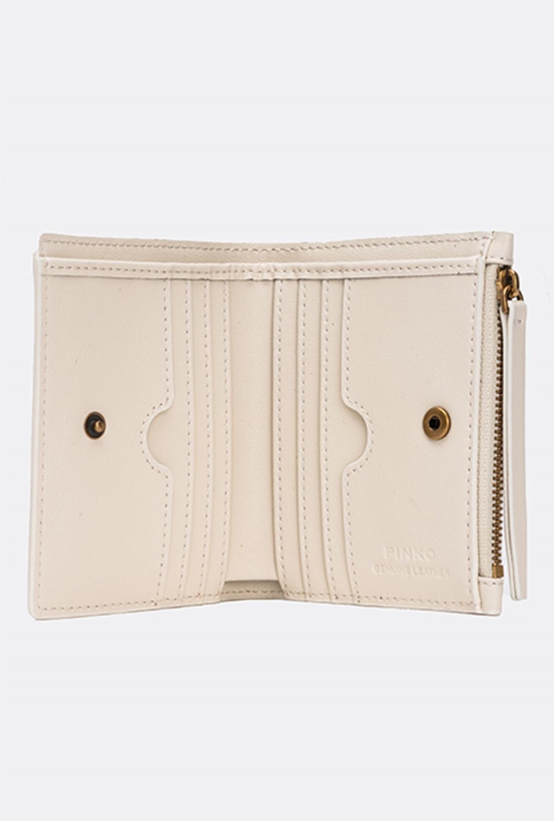 WHITE+WHITE-ANTIQUE GOLD Pinko Mini leather wallet | MYJKU14730