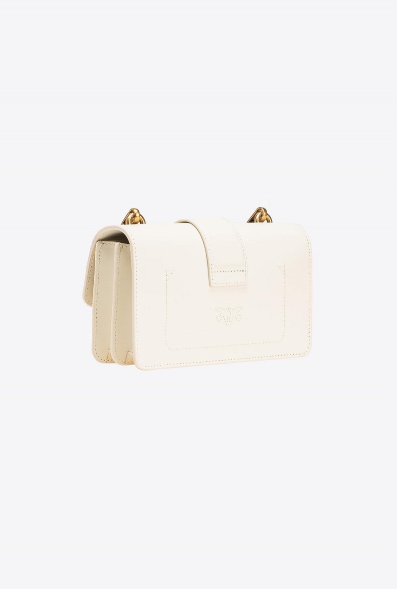 WHITE+WHITE-ANTIQUE GOLD Pinko Mini Love Bag One Painted Studs | EMYHC79329