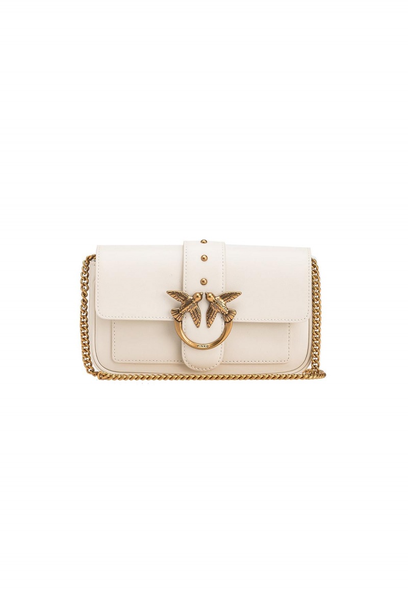 WHITE+WHITE-ANTIQUE GOLD Pinko Pocket Love Bag One Simply | UMYTG47840