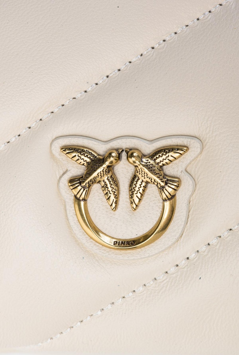 WHITE+WHITE-ANTIQUE GOLD Pinko Small Twins Bag Maxi Quilt | XMYGW78872